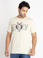 Mens Front Printed Round Neck T-shirt