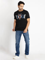 Mens Front Printed Round Neck T-shirt