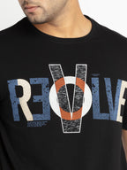 Mens Front Printed Round Neck T-shirt