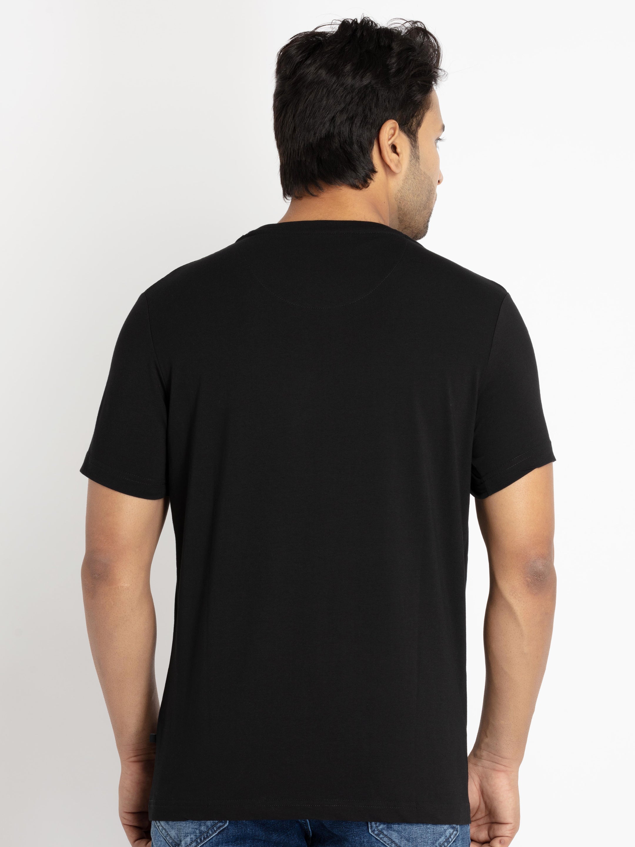 Mens Front Printed Round Neck T-shirt