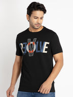 Mens Front Printed Round Neck T-shirt