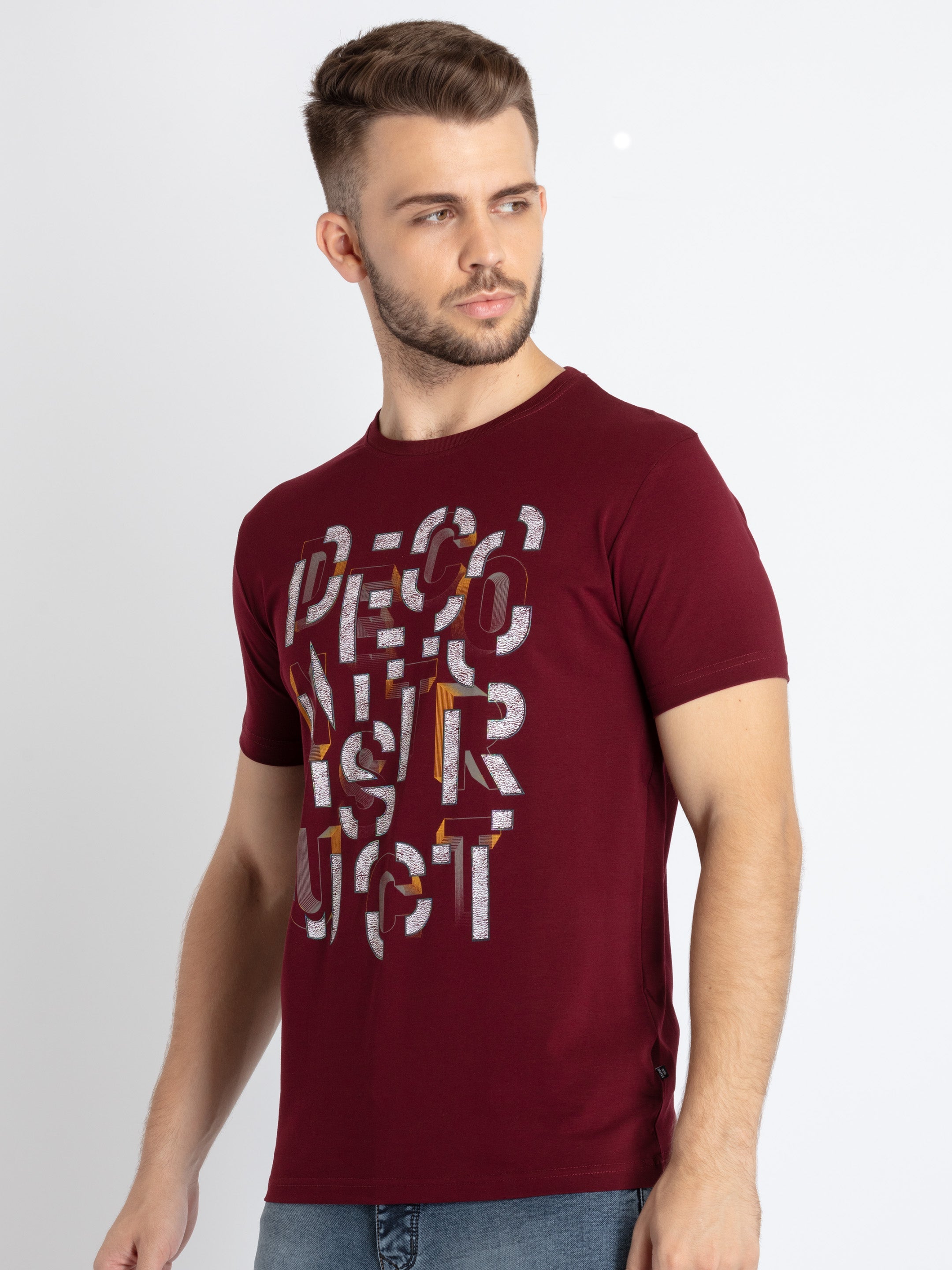 Mens Printed Round Neck T-Shirt