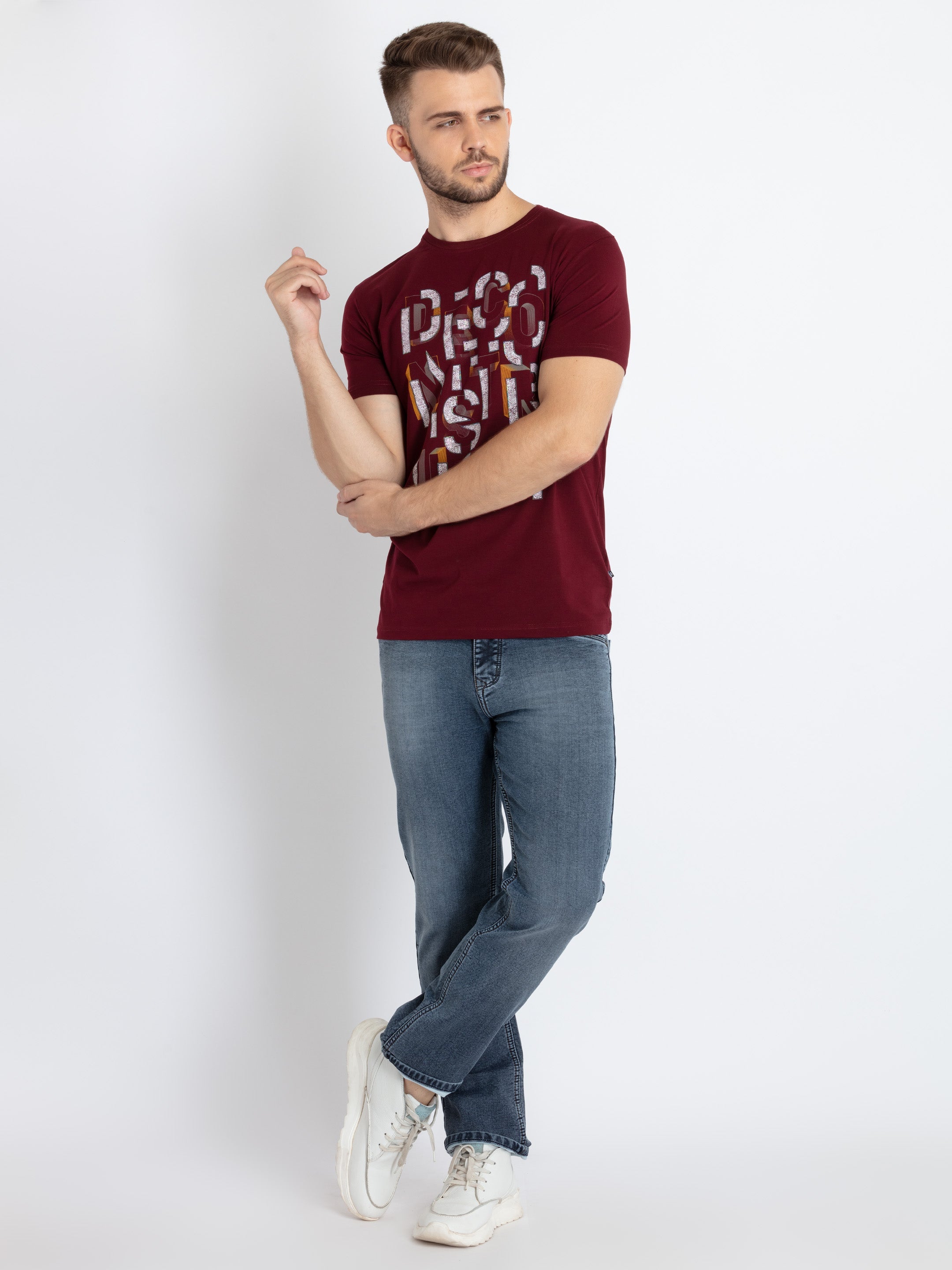 Mens Printed Round Neck T-Shirt