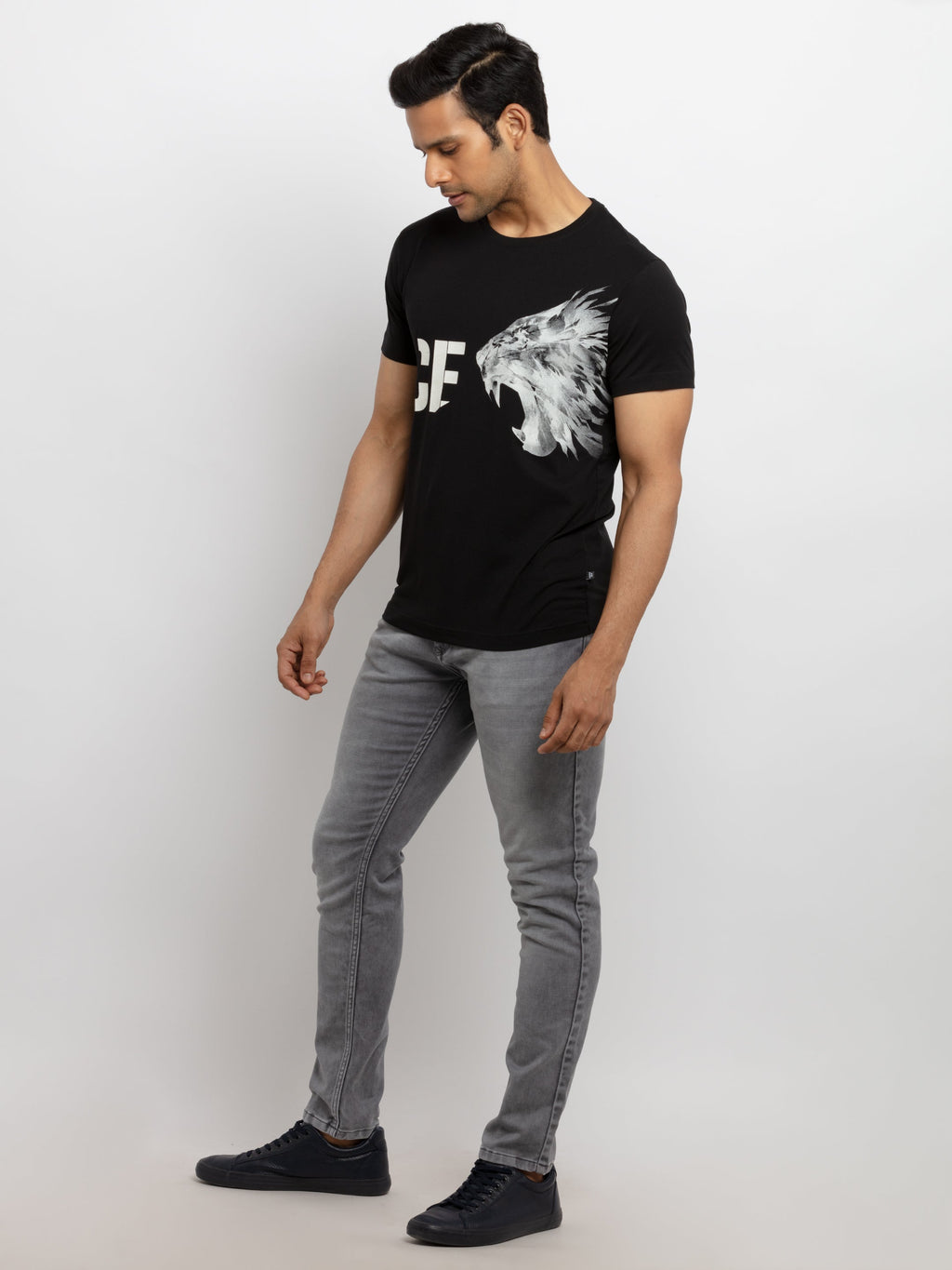 Mens Printed  Round Neck T-shirt