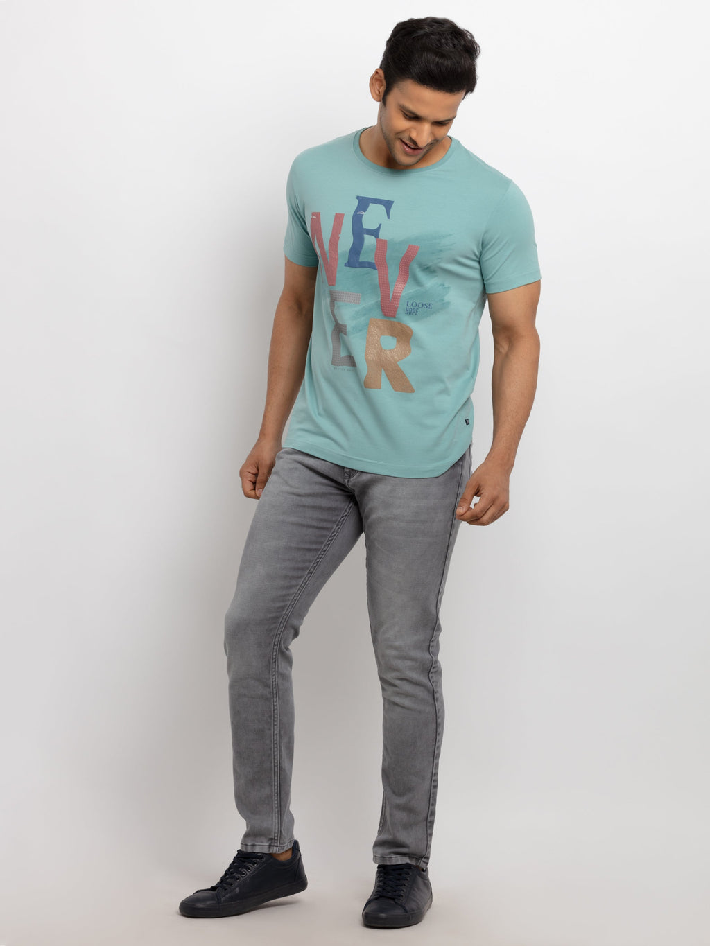 Mens Printed  Round Neck T-shirt