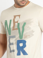 Mens Front Printed Round Neck T-shirt