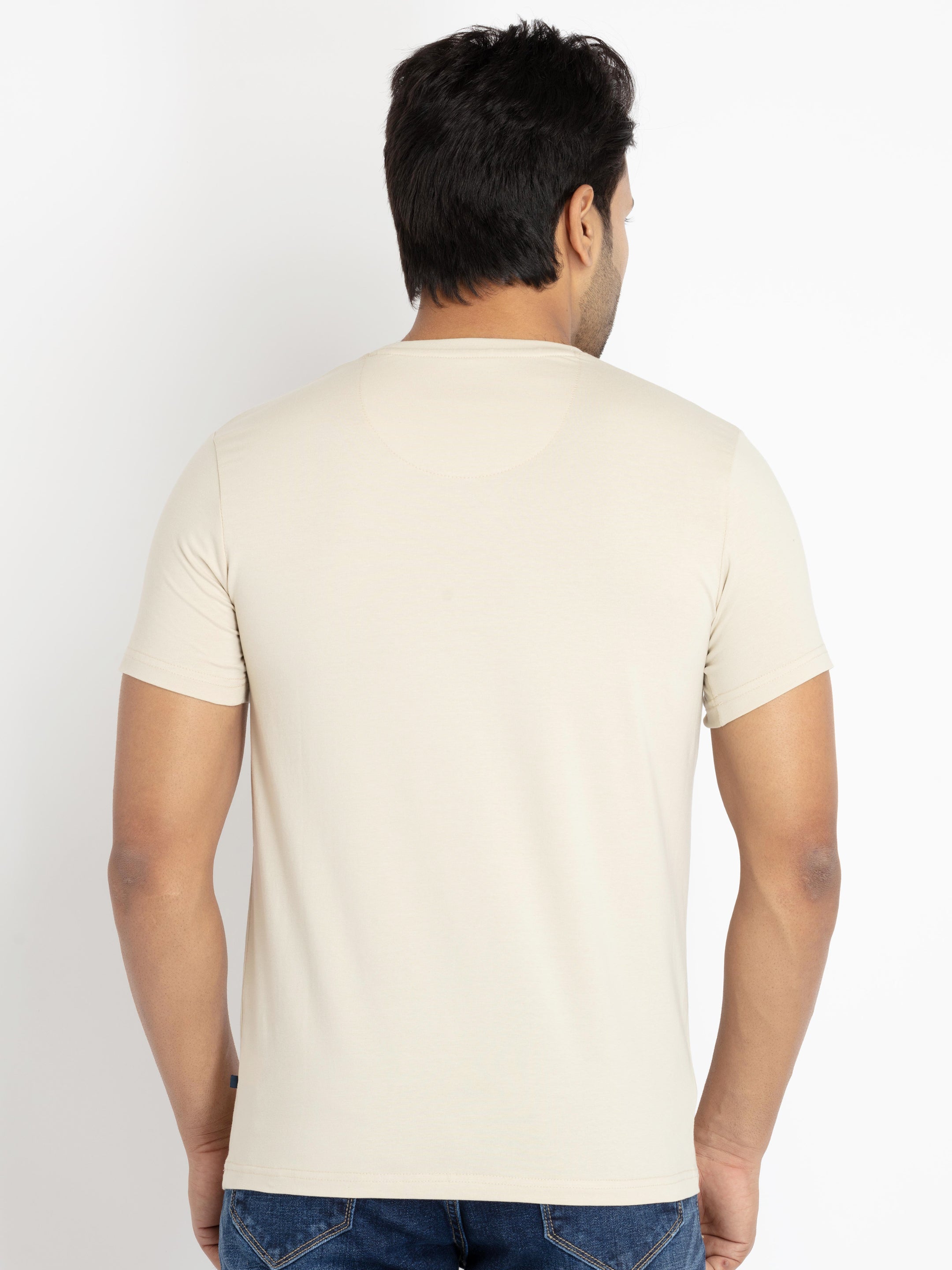 Mens Front Printed Round Neck T-shirt