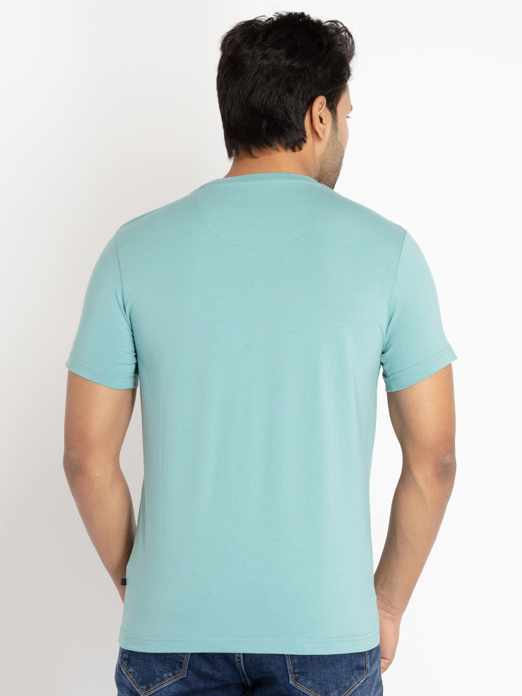 Mens Front Printed Round Neck T-shirt