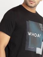 Mens Front Printed Round Neck T-shirt