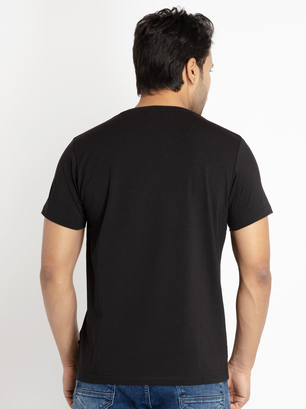 Mens Front Printed Round Neck T-shirt