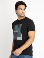 Mens Front Printed Round Neck T-shirt