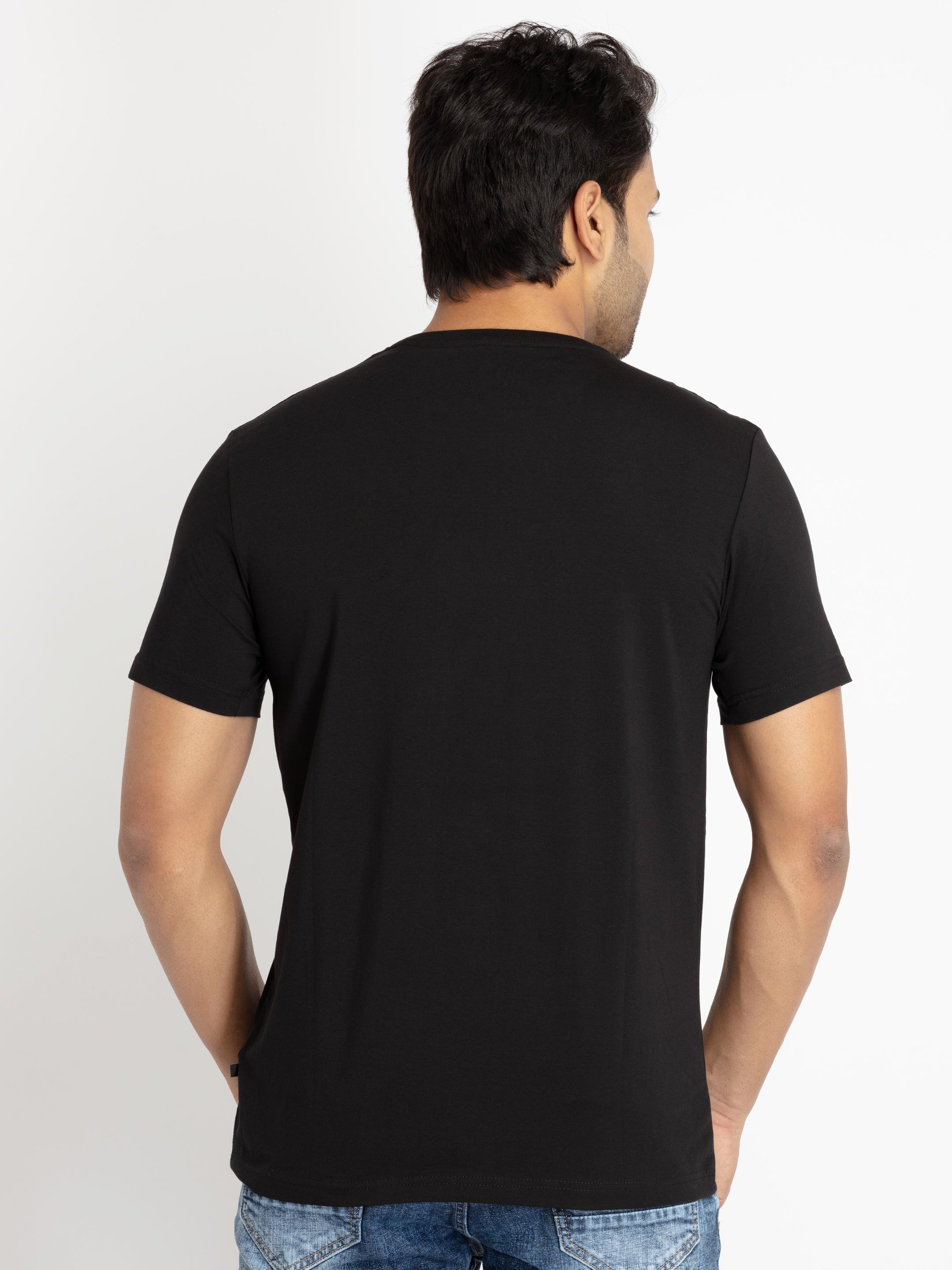 Mens Front Printed Round Neck T-shirt