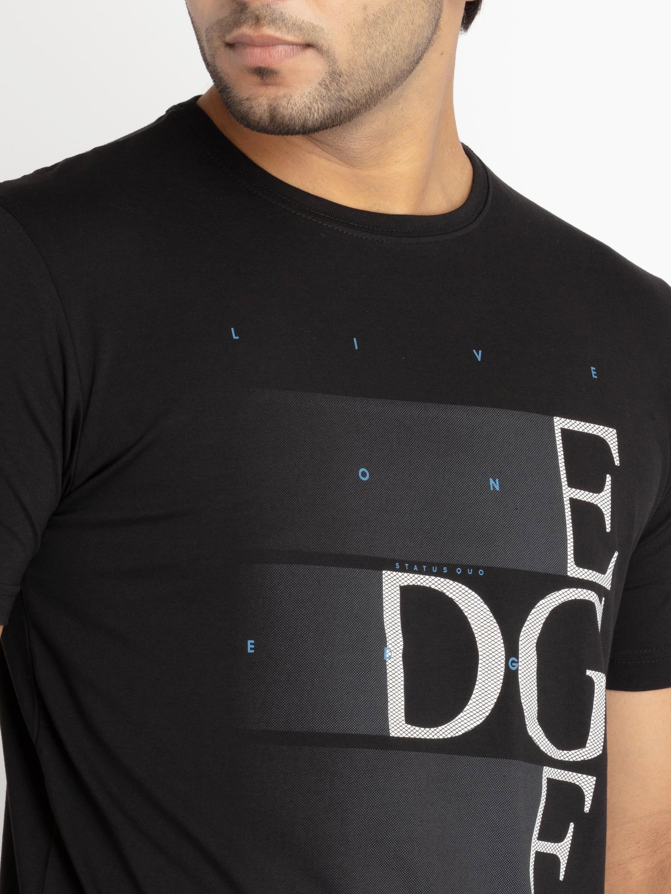 Mens Front Printed Round Neck T-shirt