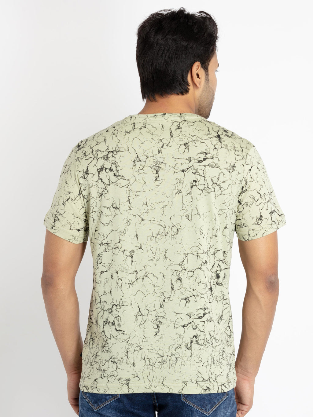 Mens Front Printed Round Neck T-shirt