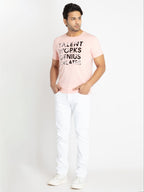 Mens Front Printed Round Neck T-shirt