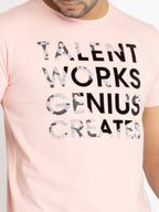 Mens Front Printed Round Neck T-shirt