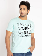 Mens Front Printed Round Neck T-shirt