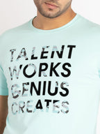 Mens Front Printed Round Neck T-shirt