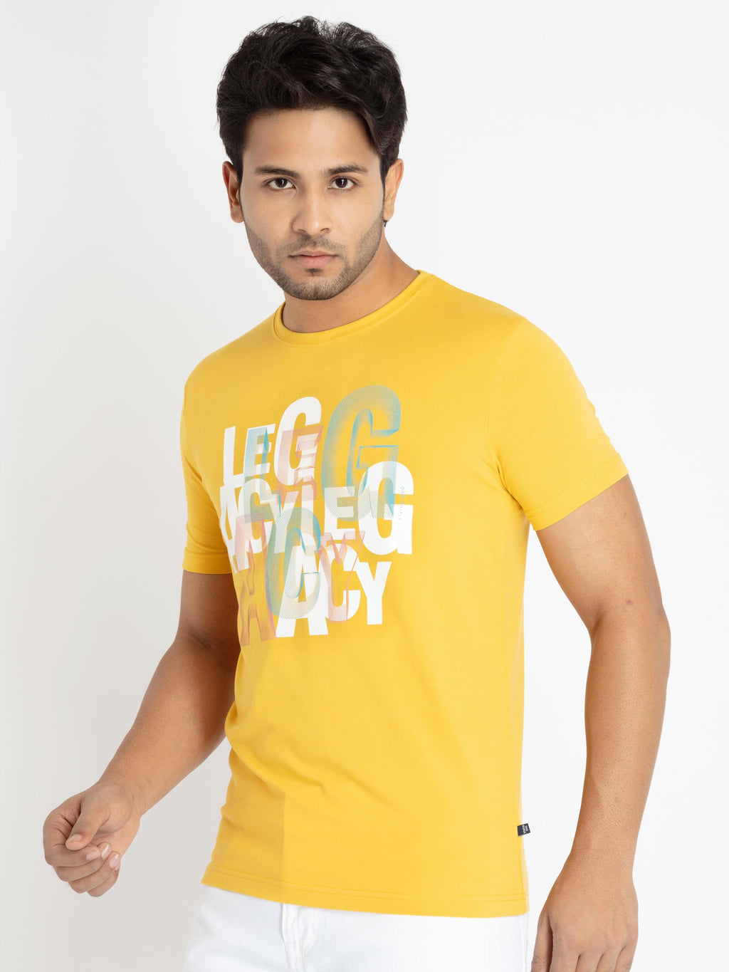 Mens Front Printed Round Neck T-shirt