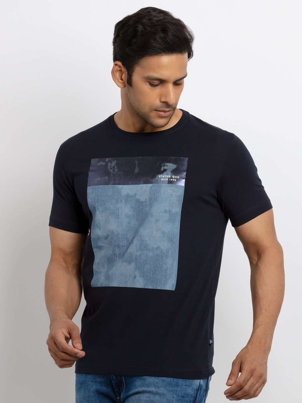 Mens Printed  Round Neck T-shirt