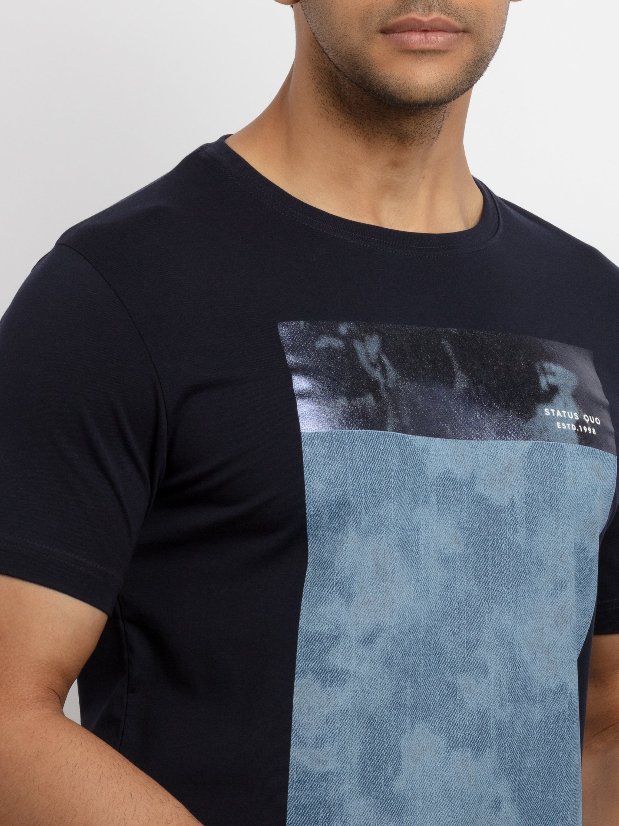 Mens Printed  Round Neck T-shirt