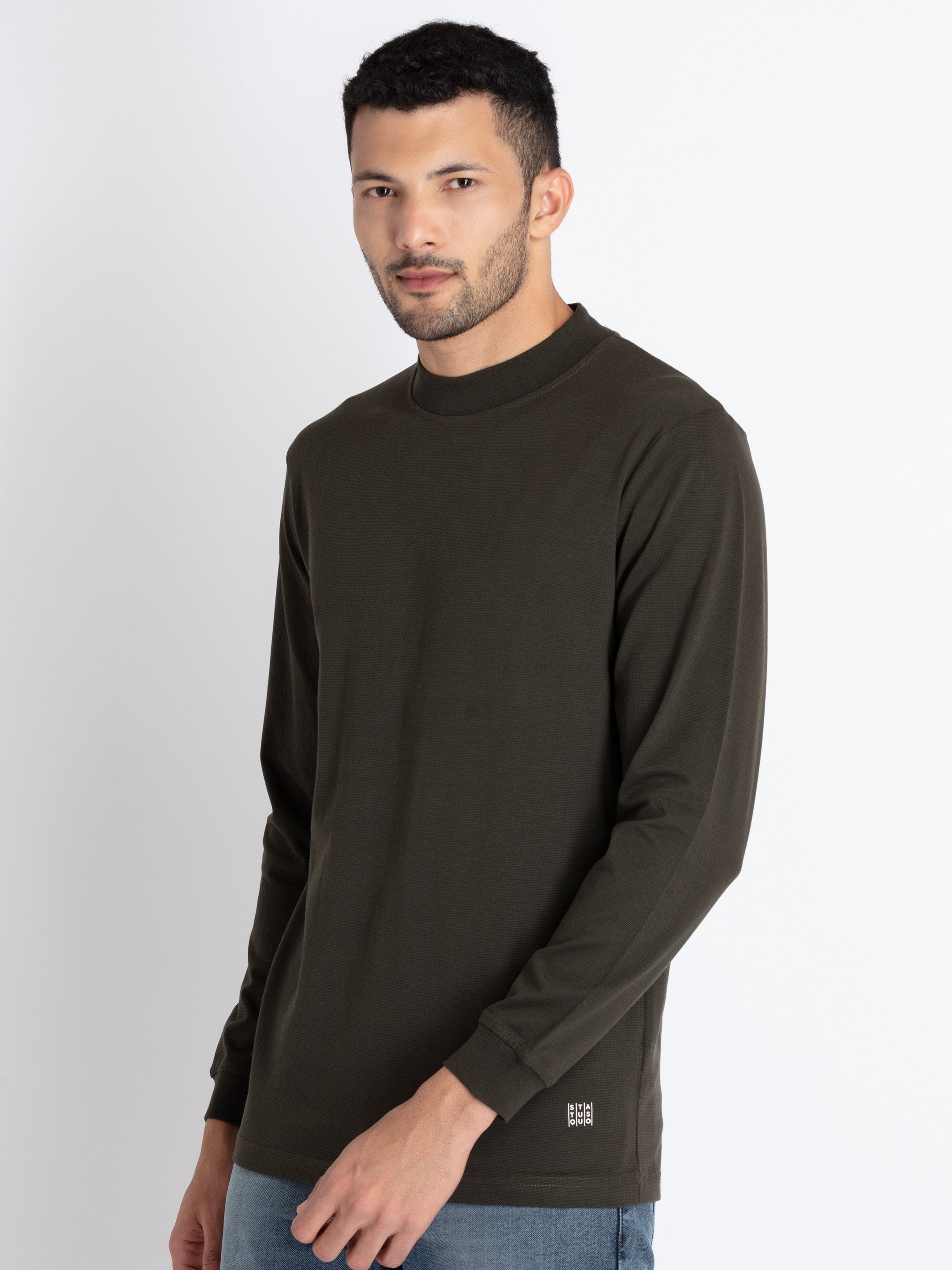 Mens Solid Round Neck T-Shirt