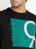 Mens Front Printed Round Neck T-shirt