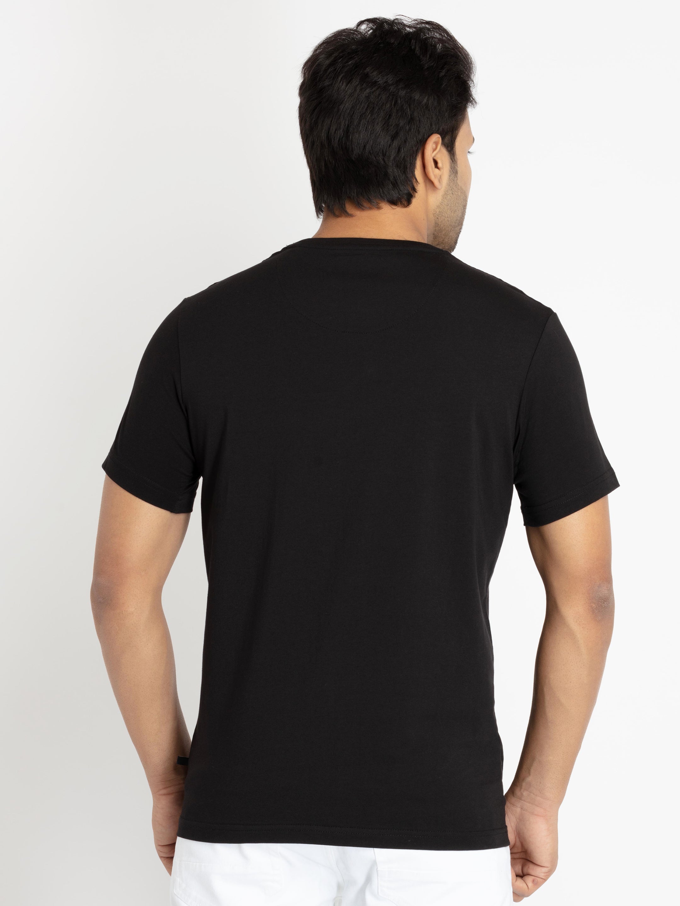 Mens Front Printed Round Neck T-shirt