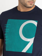 Mens Front Printed Round Neck T-shirt