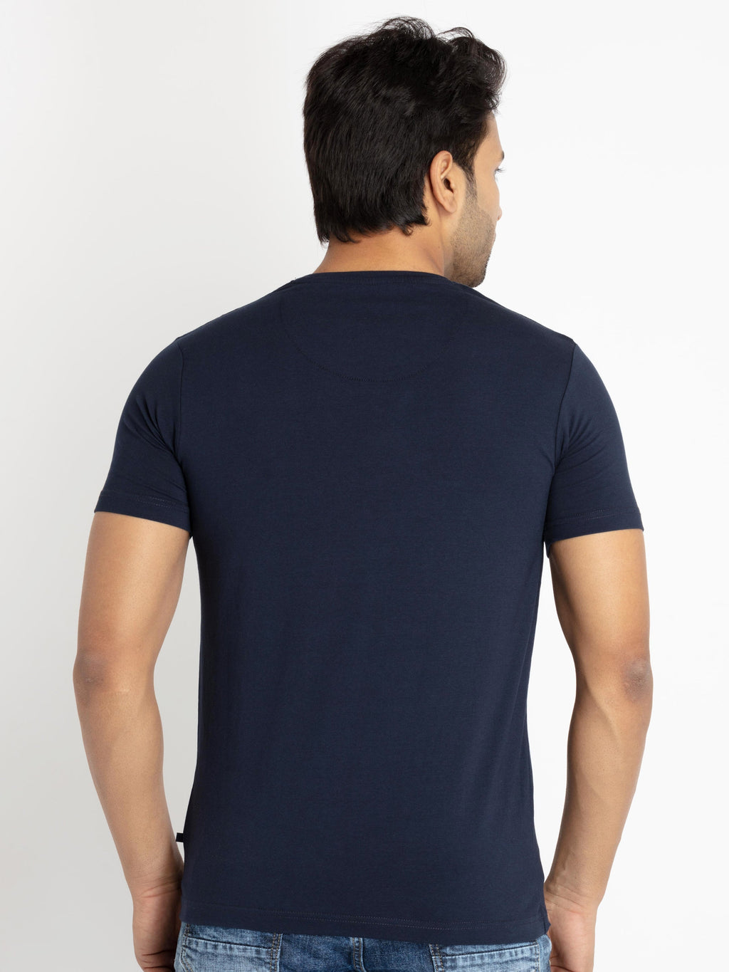 Mens Front Printed Round Neck T-shirt