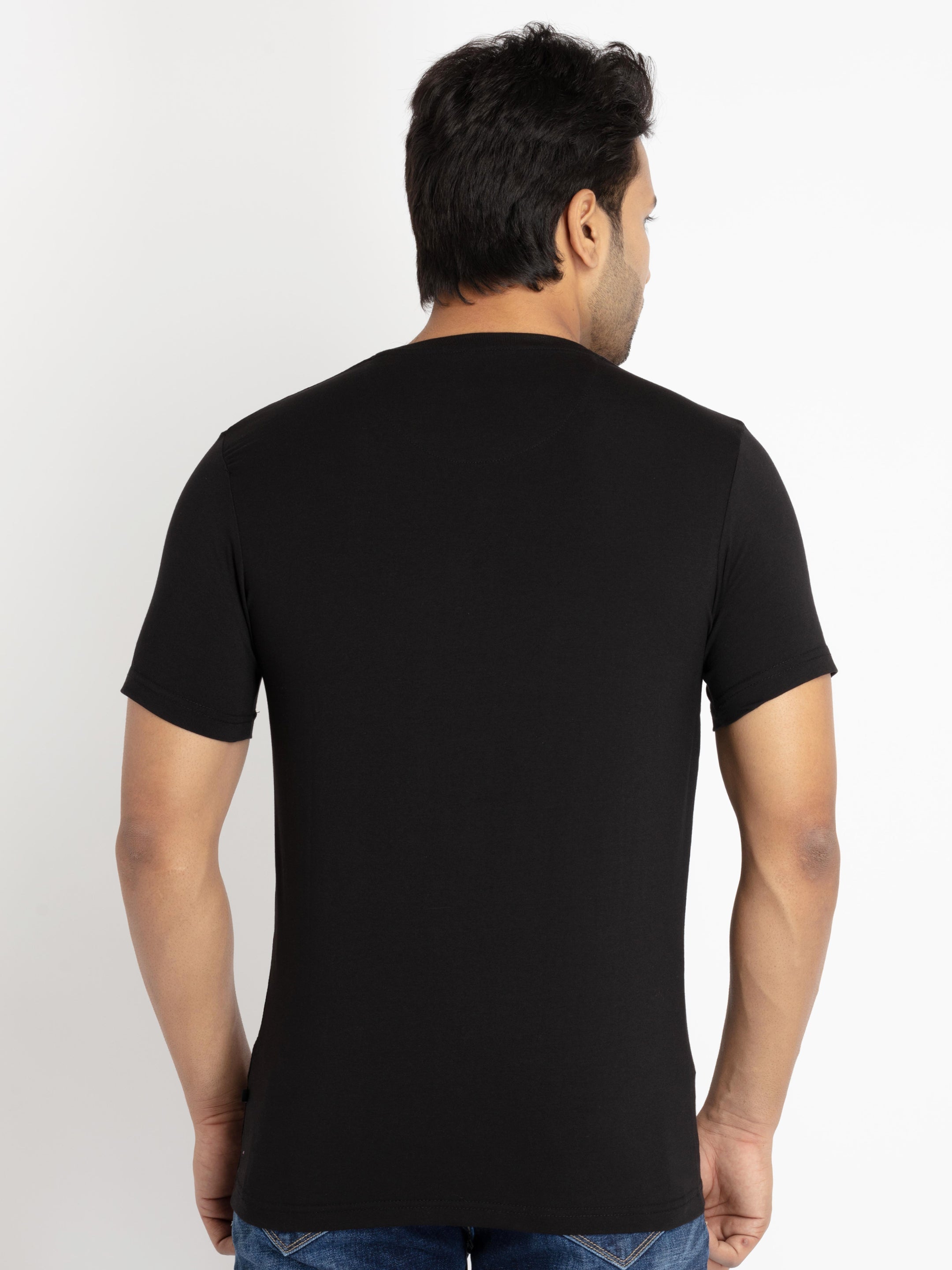 Mens Front Printed Round Neck T-shirt