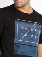Mens Front Printed Round Neck T-shirt