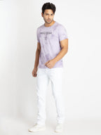 Mens Front Printed Round Neck T-shirt
