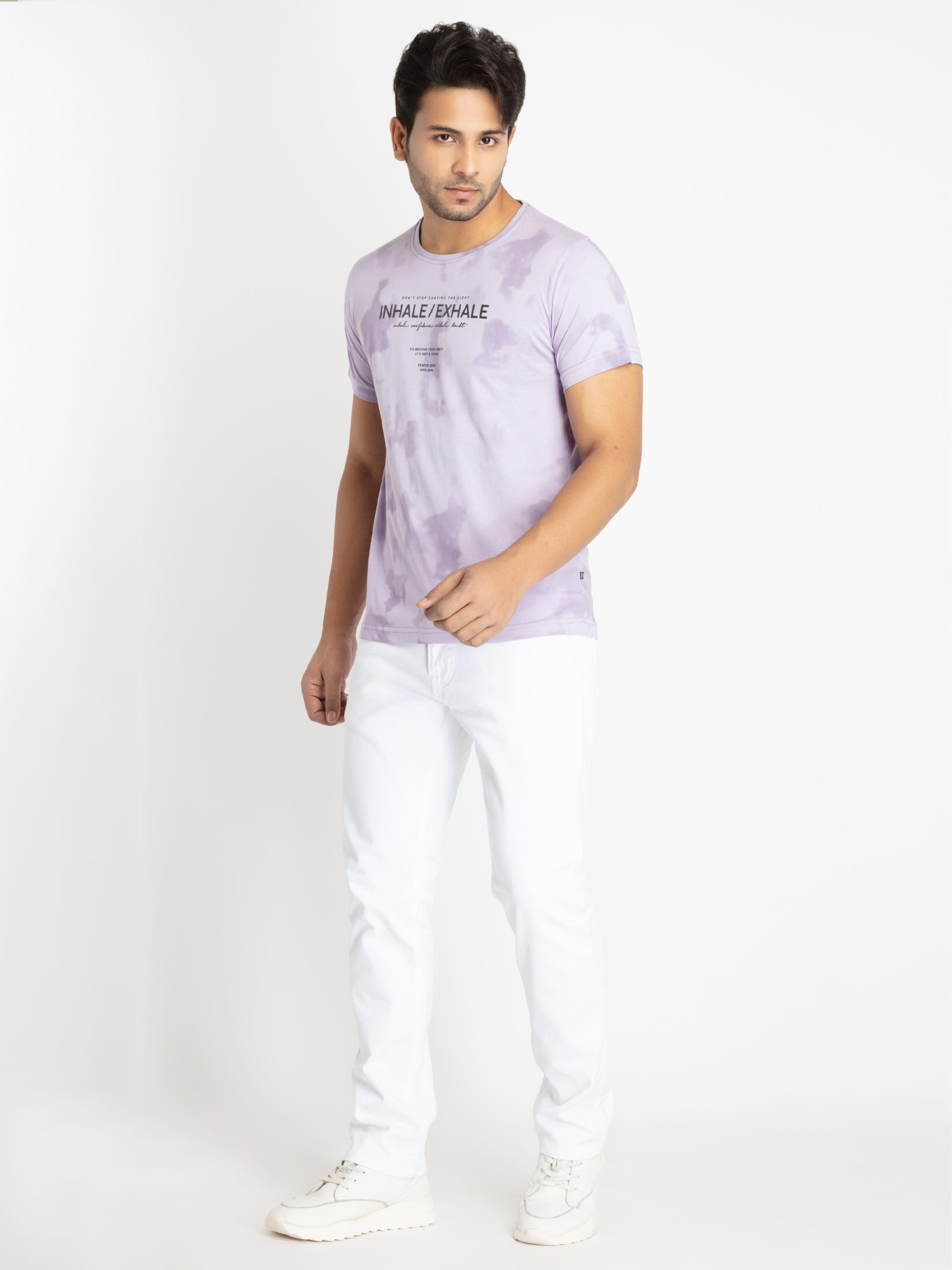 Mens Front Printed Round Neck T-shirt