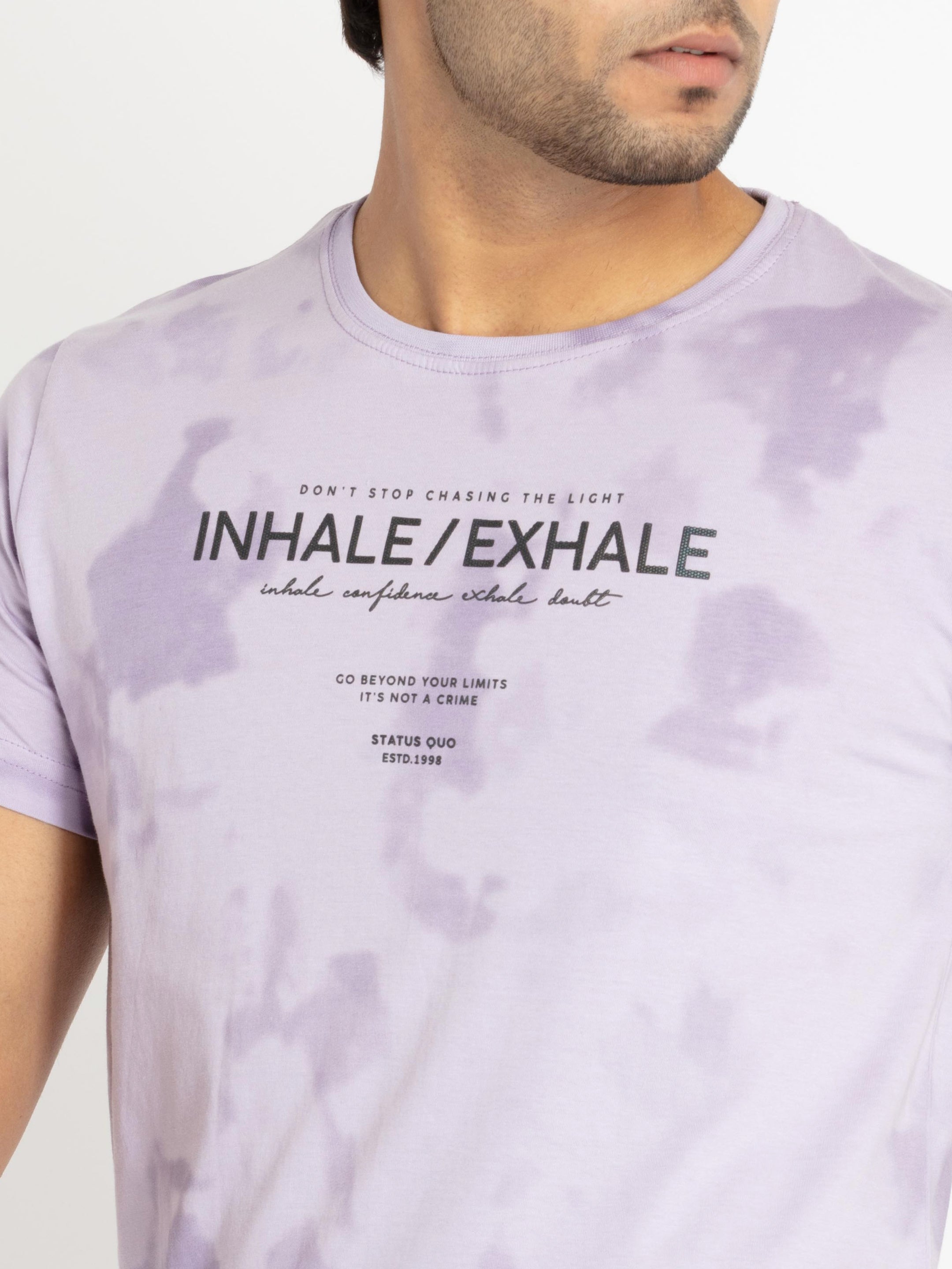 Mens Front Printed Round Neck T-shirt