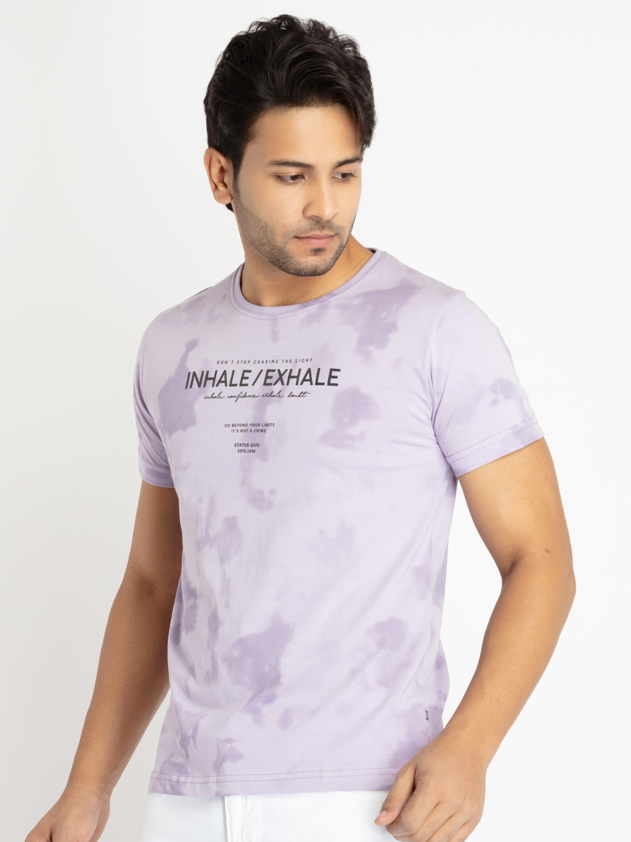 Mens Front Printed Round Neck T-shirt