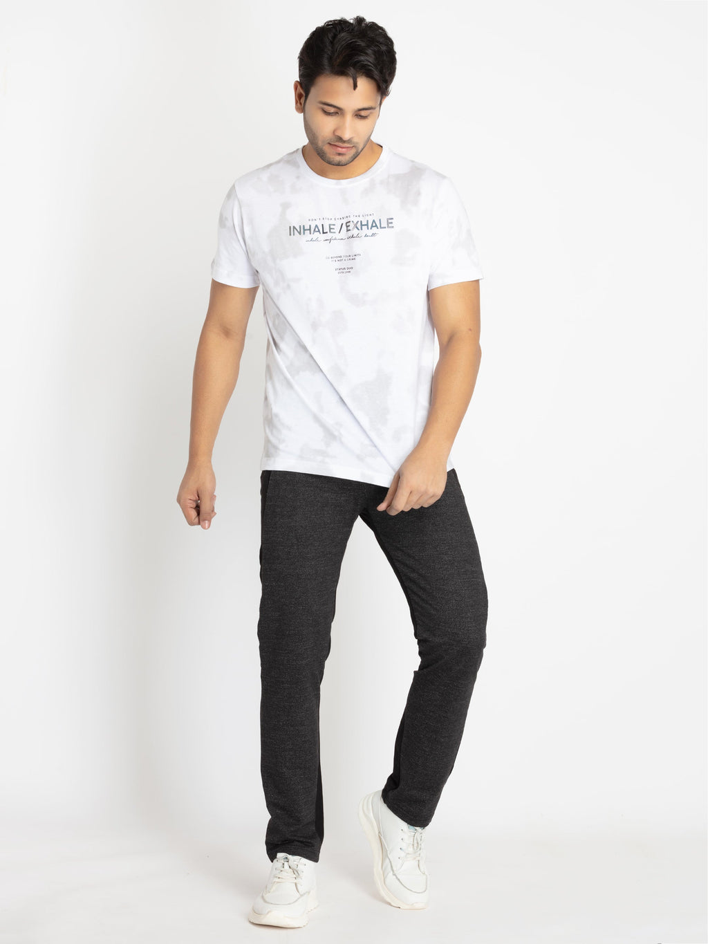 Mens Front Printed Round Neck T-shirt