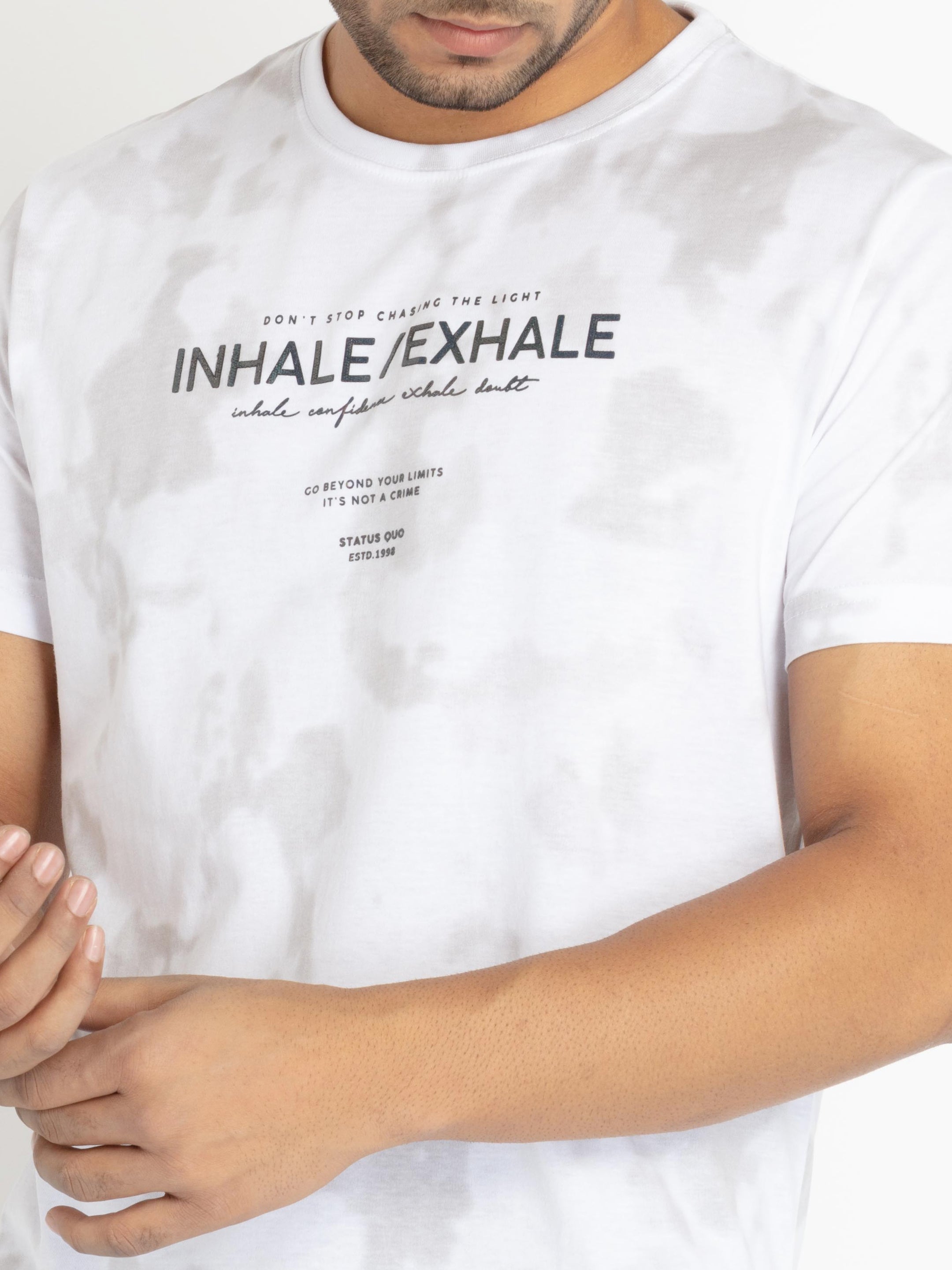 Mens Front Printed Round Neck T-shirt