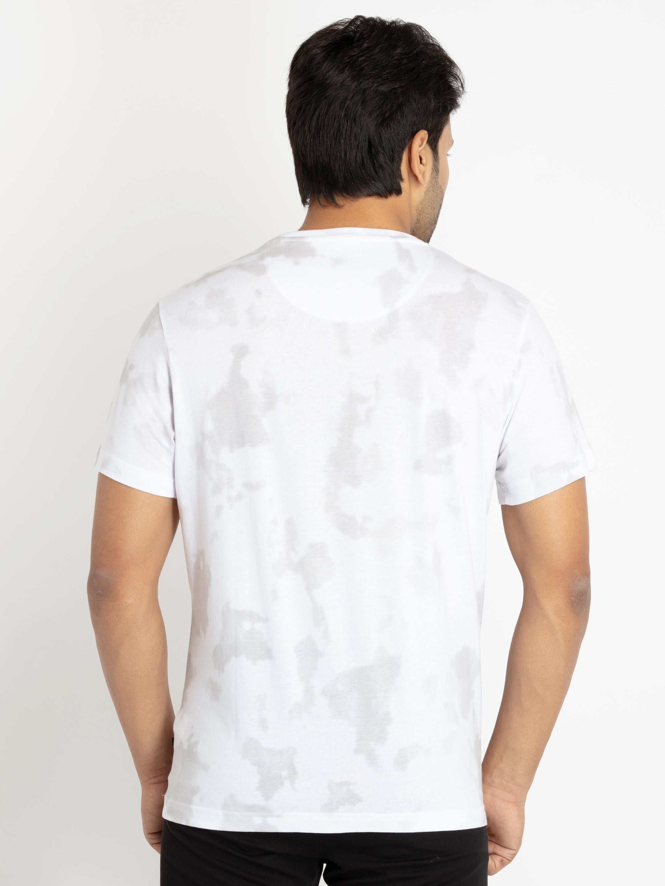 Mens Front Printed Round Neck T-shirt