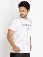 Mens Front Printed Round Neck T-shirt