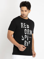 Mens Front Printed Round Neck T-shirt