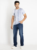 Mens Front Printed Round Neck T-shirt