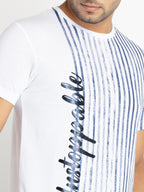 Mens Front Printed Round Neck T-shirt