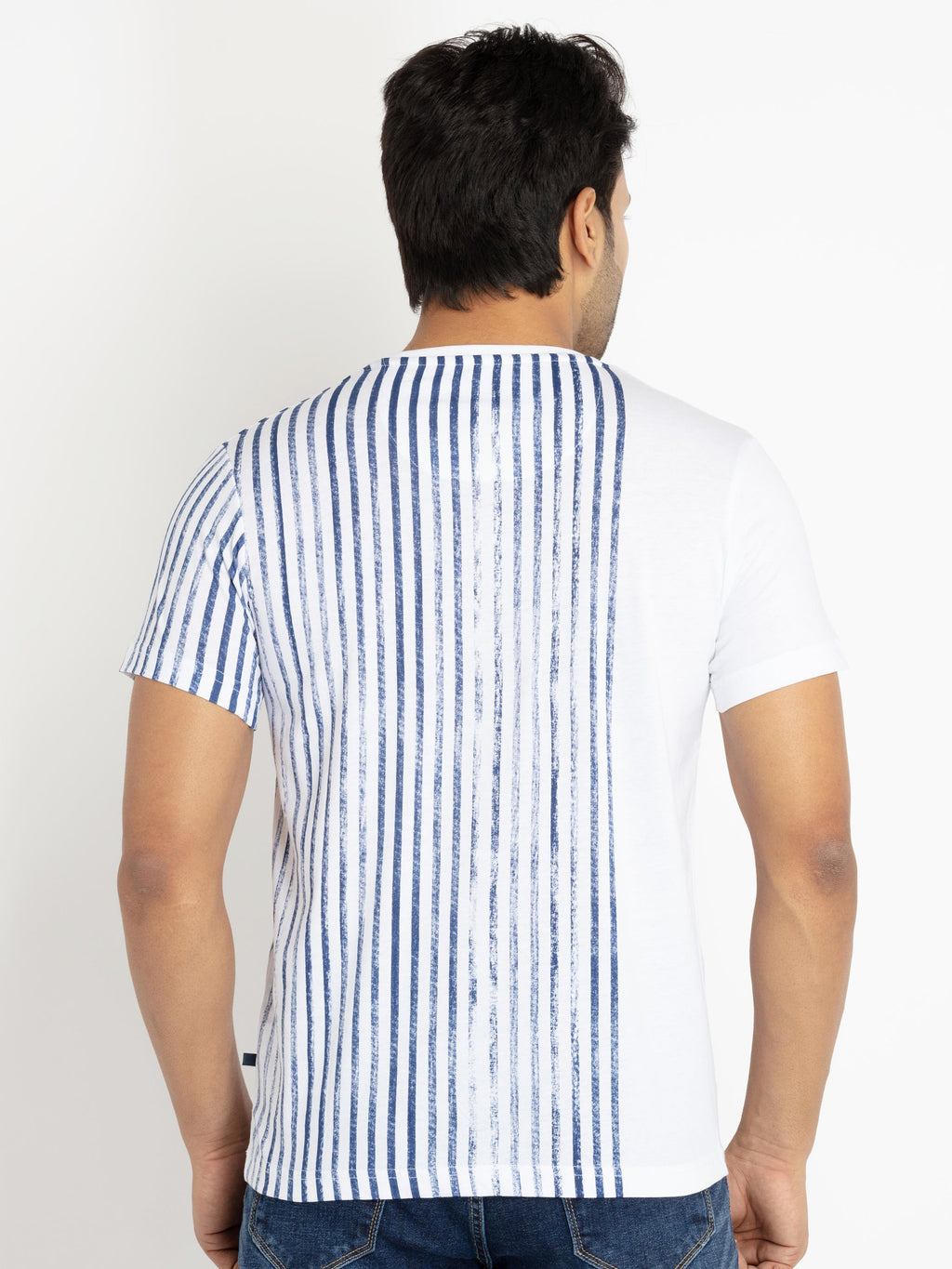 Mens Front Printed Round Neck T-shirt