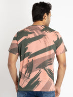 Mens Front Printed Round Neck T-shirt