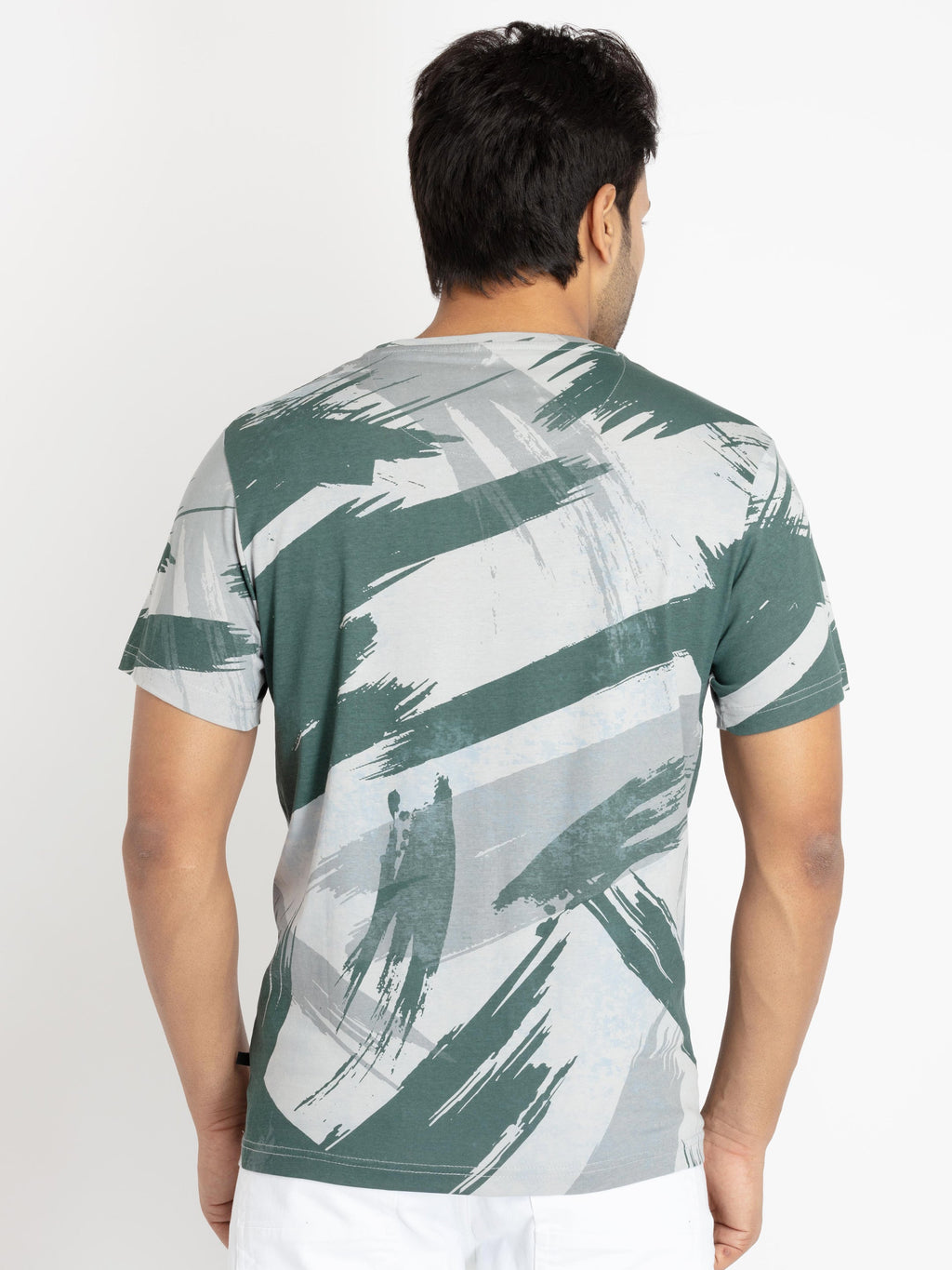 Mens Front Printed Round Neck T-shirt
