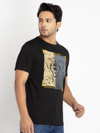 Mens Front Printed Round Neck T-shirt