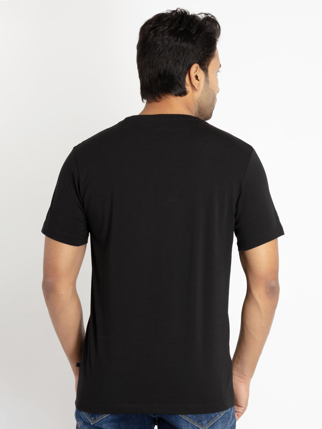 Mens Front Printed Round Neck T-shirt