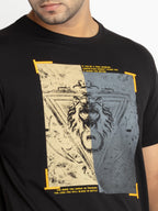 Mens Front Printed Round Neck T-shirt