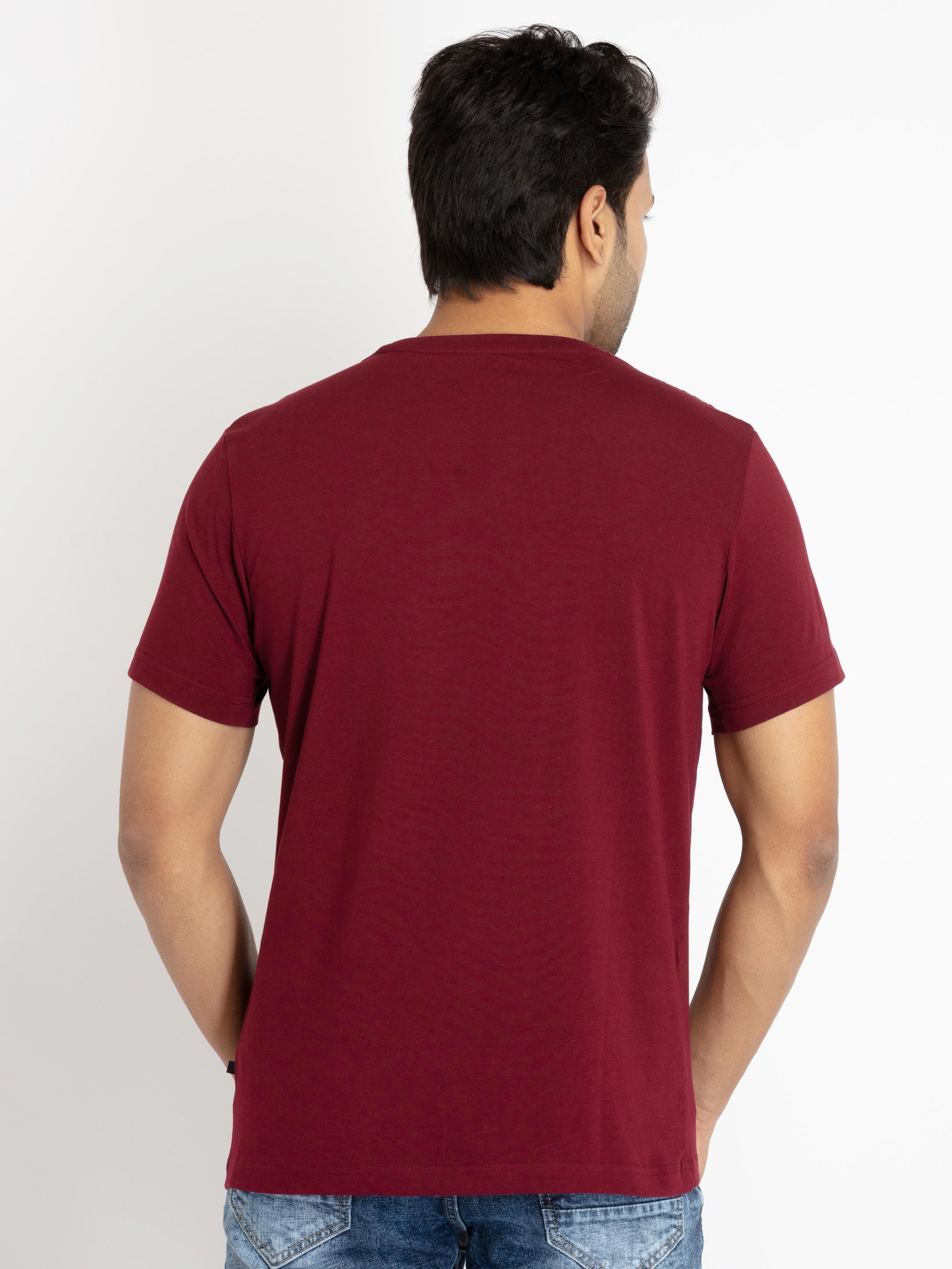 Mens Front Printed Round Neck T-shirt